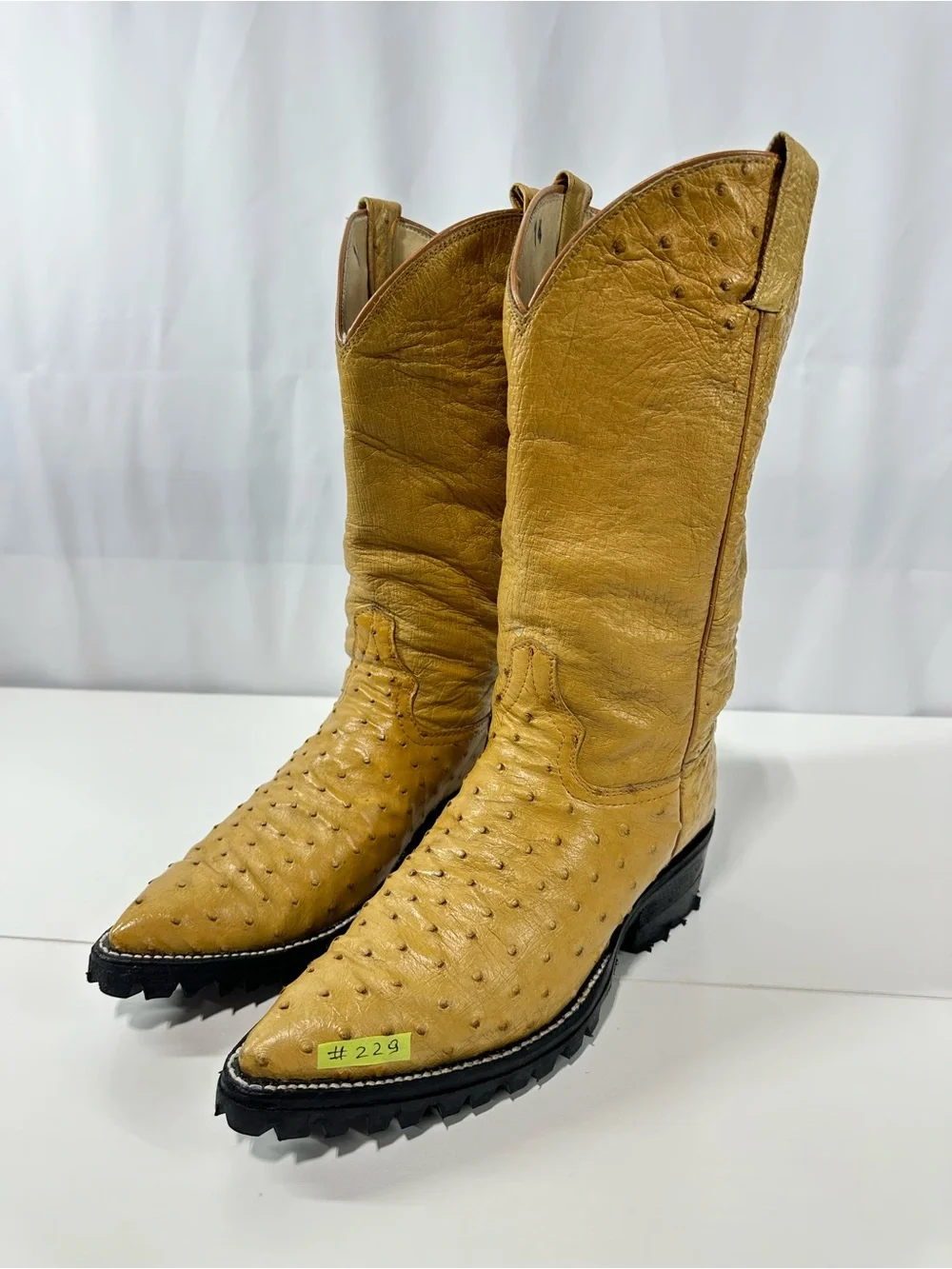 #229 Vintage Quality Cowboy Boots Full Quill ostrich Leather Unmarked